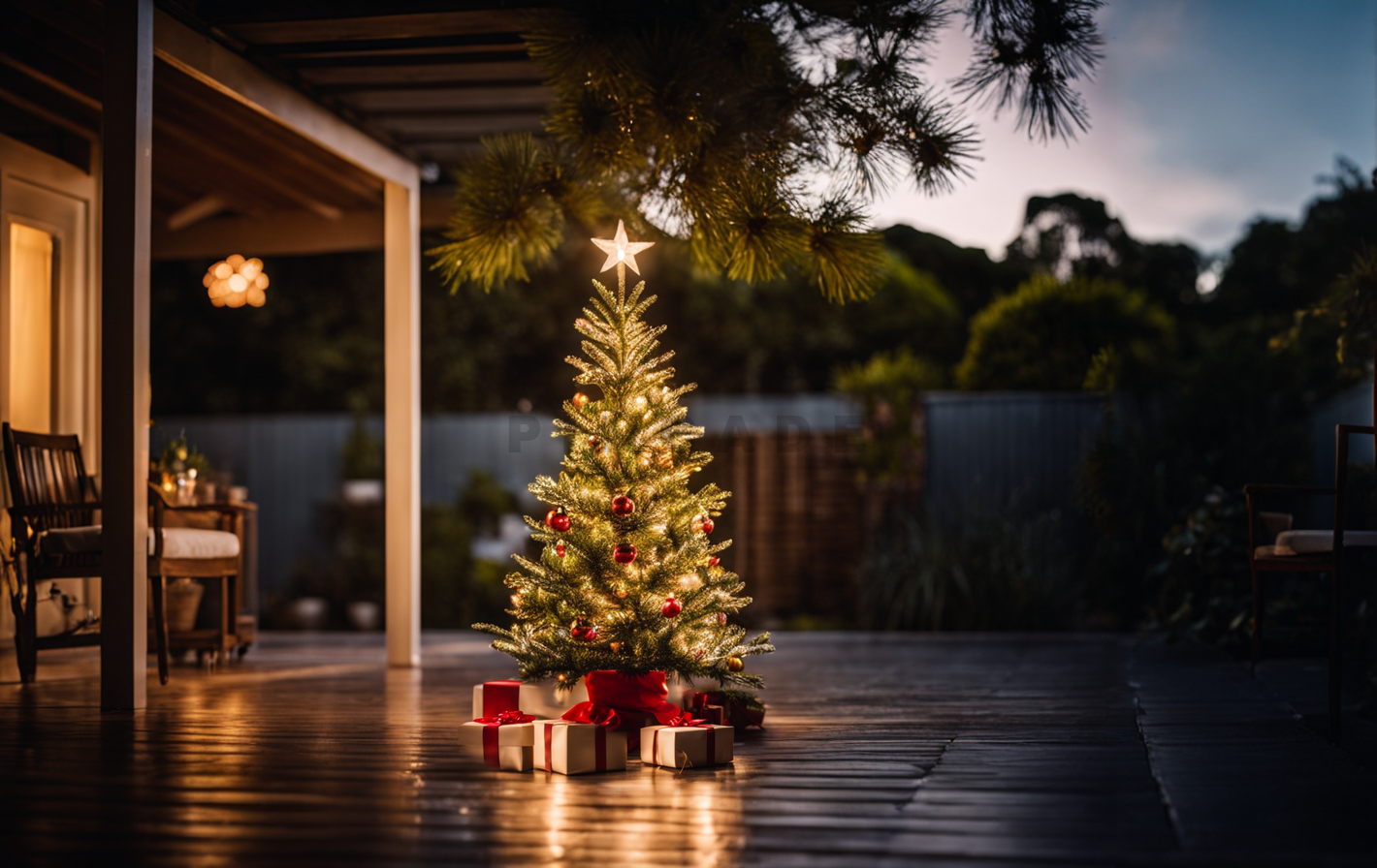 Christmas tree on the deck